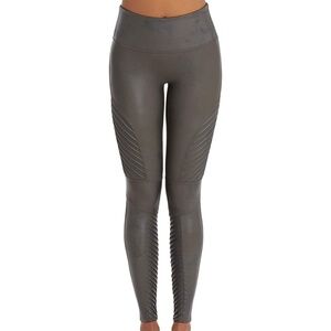 EUC! 🩶 SPANX Faux Leather Moto Leggings, Gunmetal Grey, Size M